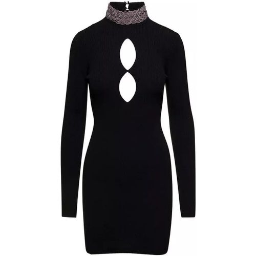 Merino Wool Mini Dress Embellished Neck - Größe 44 - black - Giuseppe Di Morabito - Modalova