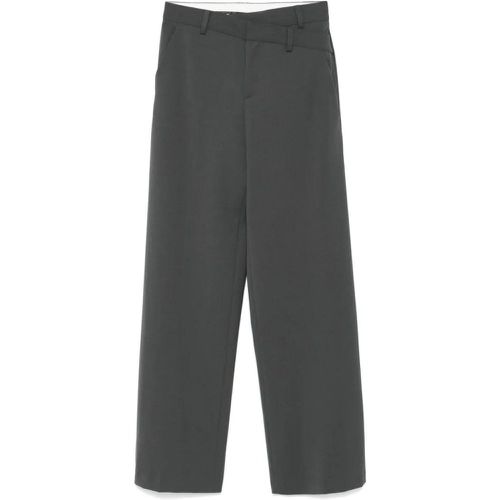 Smoke Grey Twill Weave Tailored Trousers With Doub - Größe 42 - grau - Federica Tosi - Modalova