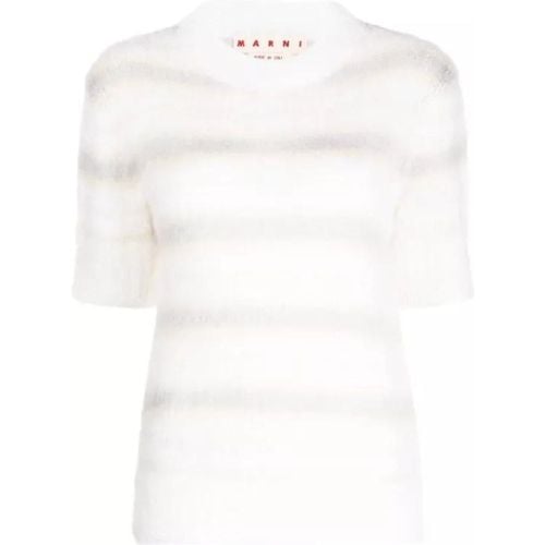 Brushed Mohair T-Shirt - Größe 40 - white - Marni - Modalova