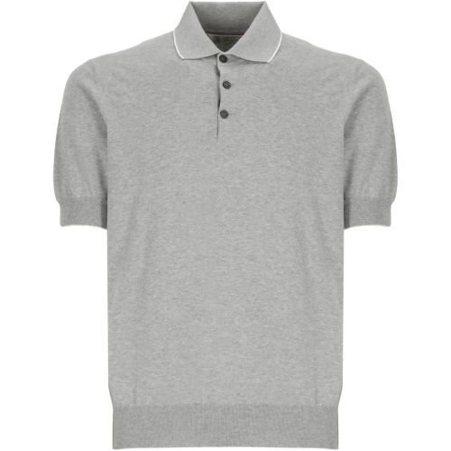 Grey Cotton Polo Shirt - Größe 48 - BRUNELLO CUCINELLI - Modalova