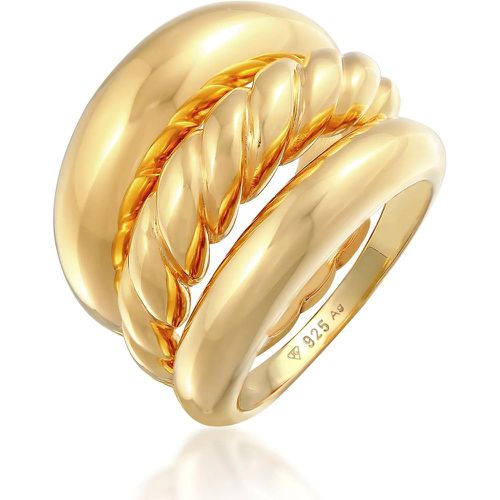 Ringe - Ring Bandring Twisted Gedreht Set 925 Silber - Gr. 58 MM - in - für Damen - Elli - Modalova