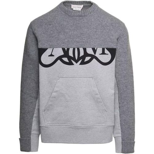 Grey Crewneck Sweatshirt With Logo Print At The Fr - Größe L - gray - alexander mcqueen - Modalova