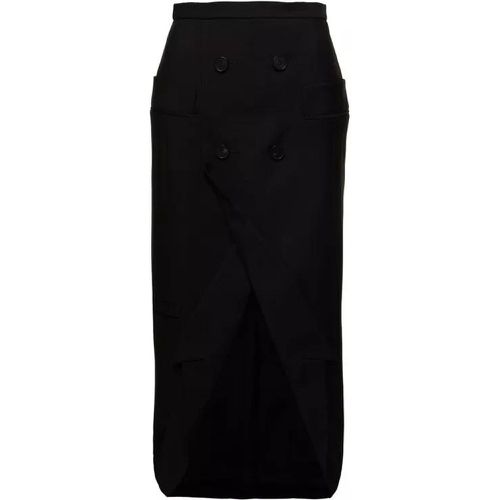 Black Long Sartorial Skirt With Front Split In Woo - Größe 42 - black - alexander mcqueen - Modalova