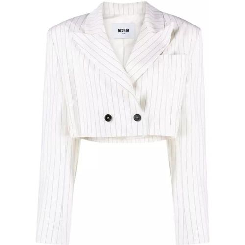 Pinstripe-Pattern Cropped Blazer - Größe 42 - white - MSGM - Modalova