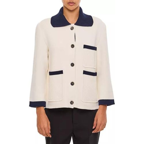 Polo Collar Cotton And Cashmere Jacket - Größe 40 - white - Thom Browne - Modalova