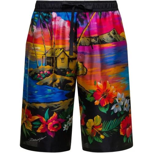 Multicolor Bermuda Shorts With All-Over Hawaiian P - Größe 48 - multi - Dolce&Gabbana - Modalova