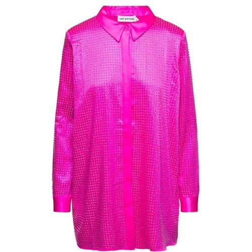 Shirt With All-Over Crystal Embellishment In Fuchs - Größe 6 - pink - self-portrait - Modalova