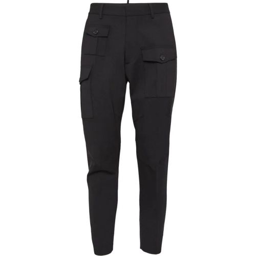 Black Cotton Cargo Trousers - Größe 52 - Dsquared2 - Modalova