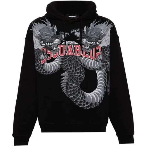 Dragon-Print Cotton Hoodie - Größe L - Dsquared2 - Modalova