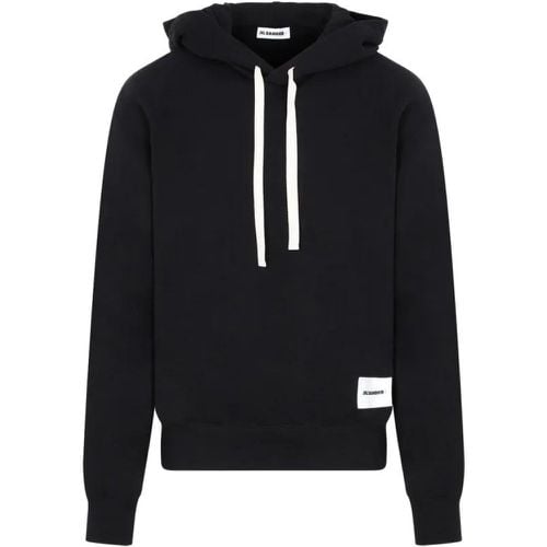 Black Cotton Sweatshirt With Hoodie - Größe M - Jil Sander - Modalova