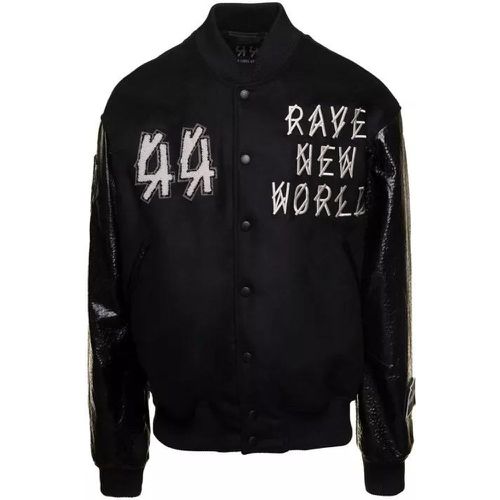 Black Varsity Jacket With Faux Leather Sleeves And - Größe 50 - black - 44 Label Group - Modalova
