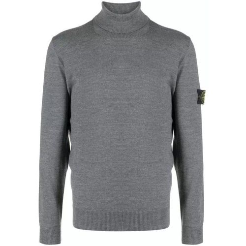 Compass-Patch Grey Wool Knitwear Jumper - Größe XXL - Stone Island - Modalova