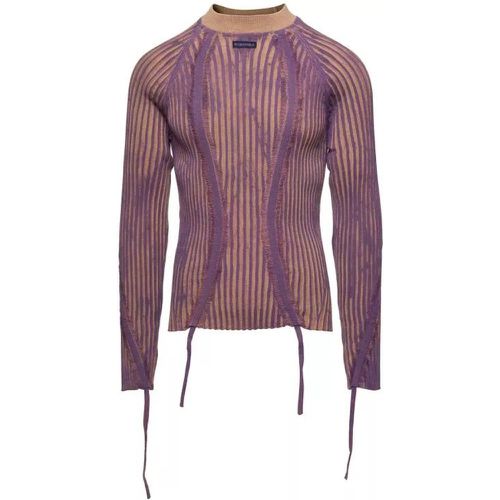 Beige And Violet Hand-Painted Rib Sweater With Dra - Größe M - pink - Versace - Modalova