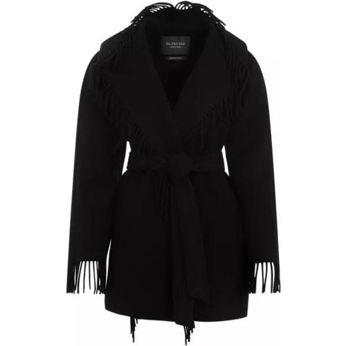 Fringe Black Wool Jacket - Größe 2 - black - Balenciaga - Modalova