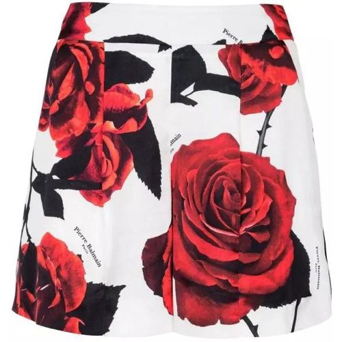 Rose-Print Satin Shorts - Größe 38 - Balmain - Modalova