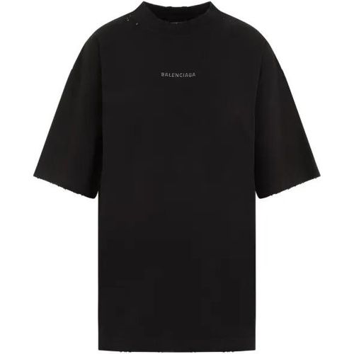 Faded Black Cotton Medium Fit T-Shirt - Größe M - Balenciaga - Modalova