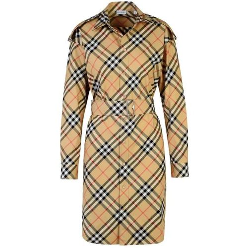 Check' Beige Cotton Dress - Größe 6 - Burberry - Modalova