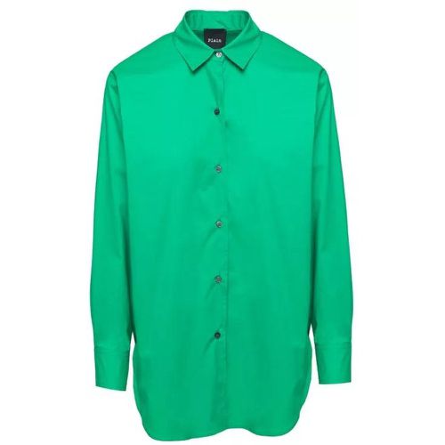 Oversize Popeline Shirt In Green Cotton - Größe 38 - green - Plain - Modalova