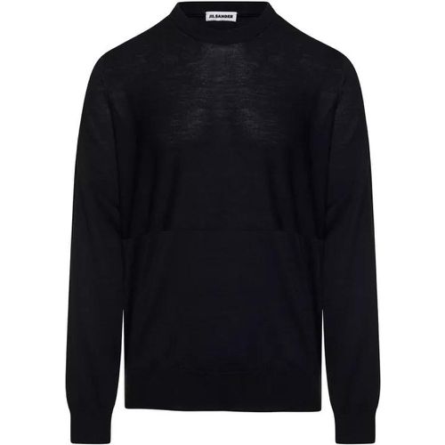 Black Crewneck Sweater With Long Sleeves In Wool - Größe 46 - black - Jil Sander - Modalova