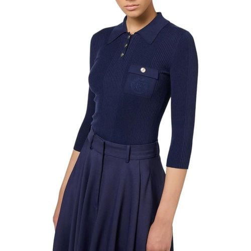 Polo Navy manches 3/4 boutons m�tal Elisabetta F - Größe IT 40 - Elisabetta Franchi - Modalova