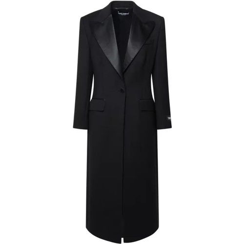 Black Virgin Wool Blend Coat - Größe 42 - black - Dolce&Gabbana - Modalova