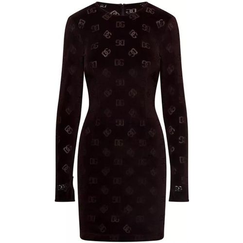 Dg Velvet Lon G Sleeves Dress - Größe 40 - brown - Dolce&Gabbana - Modalova