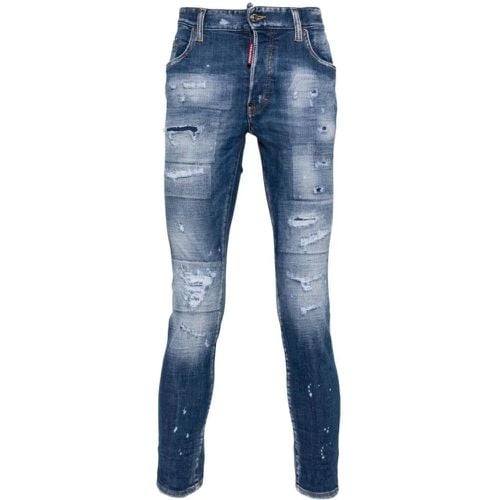 Blue Washed Denim Cotton Jeans - Größe 52 - Dsquared2 - Modalova