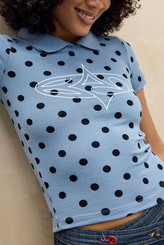Penelope Polka Dot Polo Top - Blue XS at Urban Outfitters - Basic Pleasure Mode - Modalova