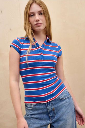 Suni Stripe Short Sleeve Polo Shirt - S at Urban Outfitters - BDG - Modalova