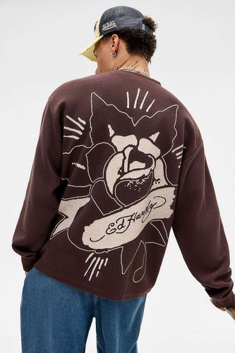 UO Exclusive Rose Long Sleeve Waffle T-Shirt - S at Urban Outfitters - Ed Hardy - Modalova