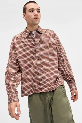 Brown Arlo Check Long Sleeve Slub Shirt - M at Urban Outfitters - BDG - Modalova