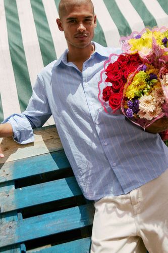 UO Pinstripe Long Sleeve Shirt - L at - Urban Outfitters - Modalova