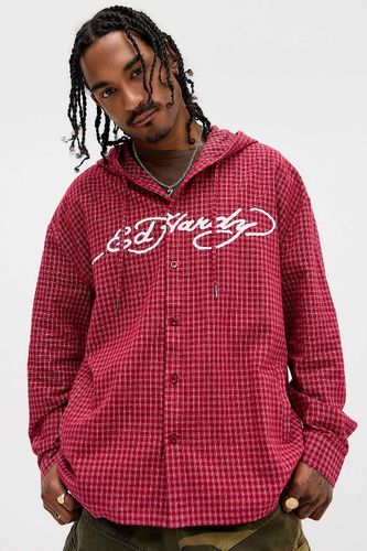 UO Exclusive Micro Check Hooded Shirt - M at Urban Outfitters - Ed Hardy - Modalova