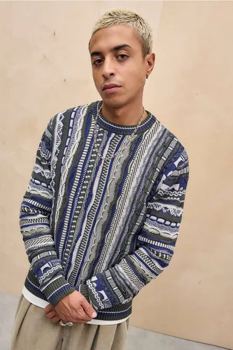 Navy Textured Knit Jumper - S at Urban Outfitters - Ayker - Modalova