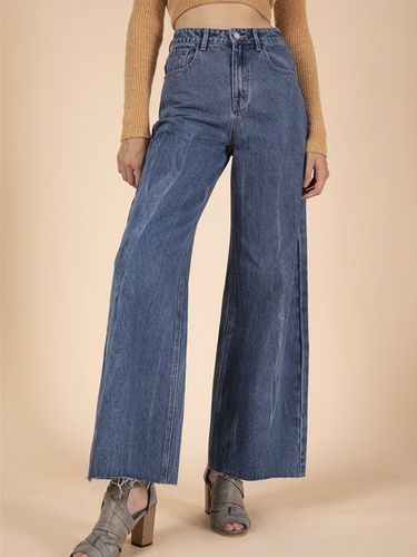 Blue washed denim wide leg / straight Jeans - Just Fashion Now - Modalova