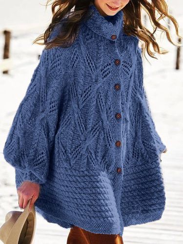 Loose Stand Collar Casual Sweater Coat - Modetalente - Modalova
