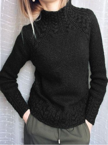 Solid Turtleneck Long Sleve Vintage Sweater - Modetalente - Modalova