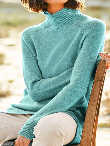 Long Sleeve Turtleneck Knitted Basic Sweater - Modetalente - Modalova