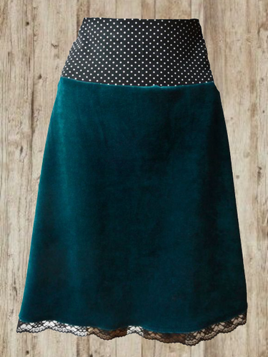 Deep Green Vintage Plain Skirt - Modetalente - Modalova