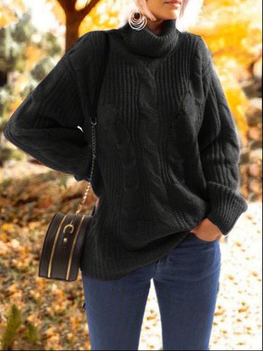 Casual Long Sleeve Turtleneck Sweater - Modetalente - Modalova