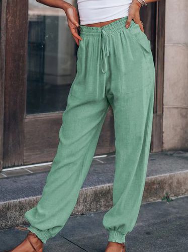 Loose Plain Casual Pants - Modetalente - Modalova