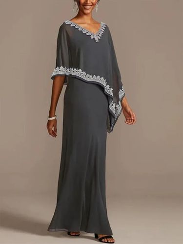 Irregular Craftsmanship Elegant Chiffon V Neck Dress - Just Fashion Now - Modalova