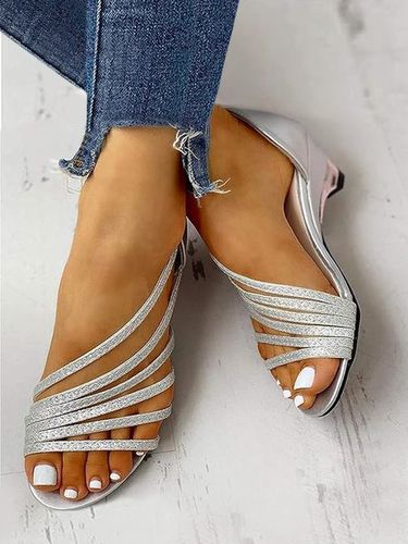 Plain Pu Elegant Strappy Sandals - Just Fashion Now - Modalova