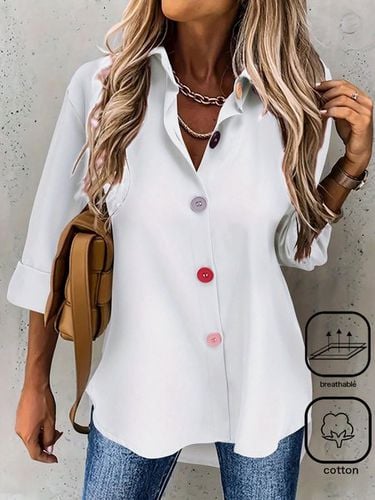 Loose Buckle Casual Blouse - Just Fashion Now - Modalova