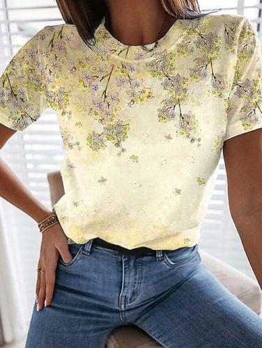 Floral Casual Loose T-Shirt - Just Fashion Now - Modalova