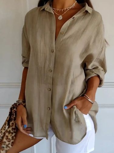Plain Cotton Casual Shirt - Just Fashion Now - Modalova