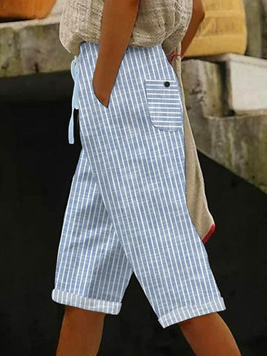 Women's Casual Striped Design Straight Pants - Just Fashion Now - Modalova