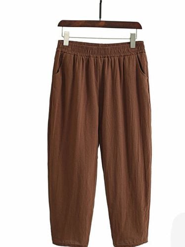 Plain Casual Cotton Pants - Just Fashion Now - Modalova