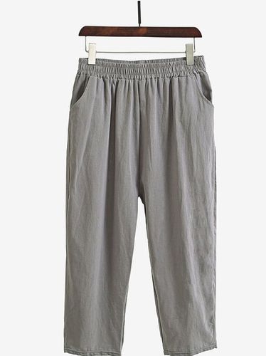 Plain Casual Cotton Pants - Just Fashion Now - Modalova