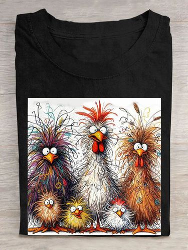 Funny Chicken Art Pritn Casual T-Shirt - Modetalente - Modalova